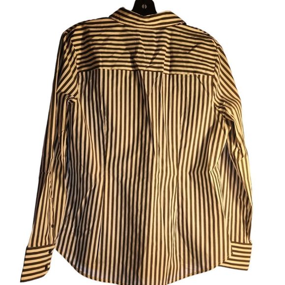 Worthington Shirt Womens Button down Gray White Stripes Size Large - Picture 8 of 10
